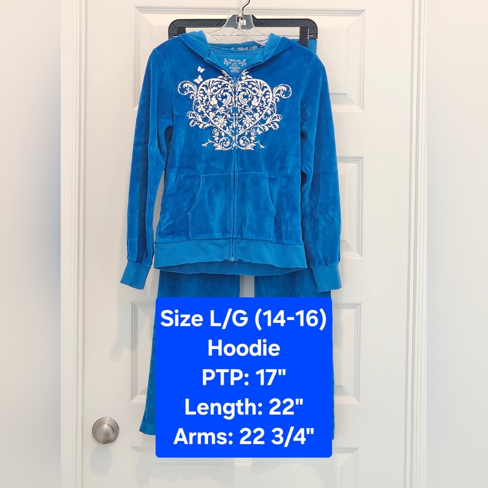 Total Girl 2-pc Set, Full-Zip Hoodie and Pants, EUC, Girl Size Large (14-16)